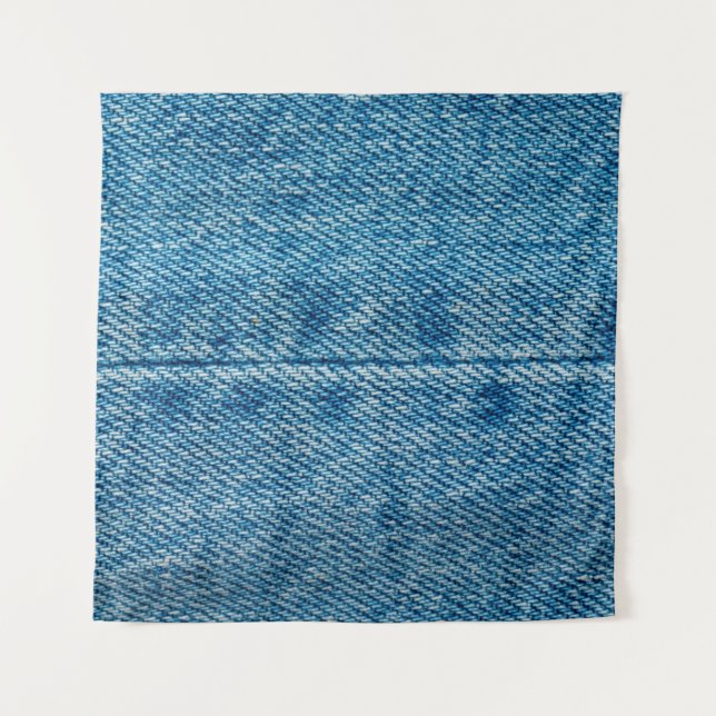 Jeans close up background. Denim stitching. Blue f Tapestry (Front)