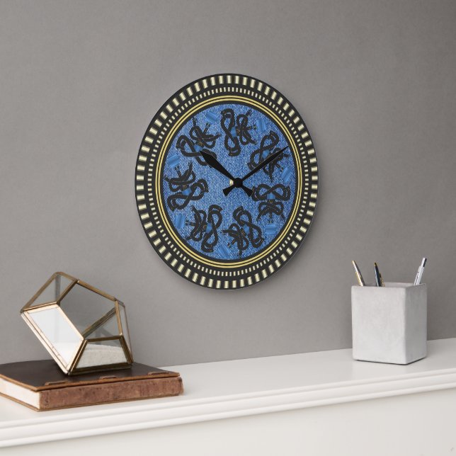 Jeans Colour Yoga Mandala Large Clock (Office)