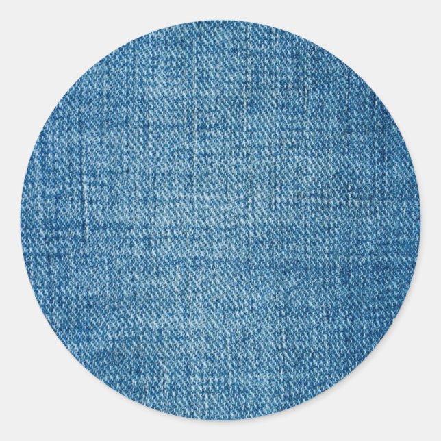 Jeans fabric texture classic round sticker (Front)