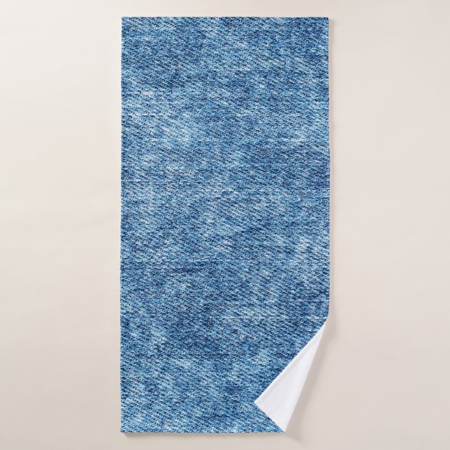 Jeans in acid wash blue. Denim background, texture Bath Towel (Bath Towel)