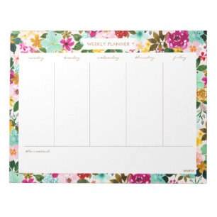 JEAN'S JOY Colourful Floral WEEKLY PLANNER Notepad