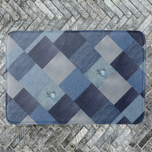 Jeans Patchwork Denim Fabric Bath Mat