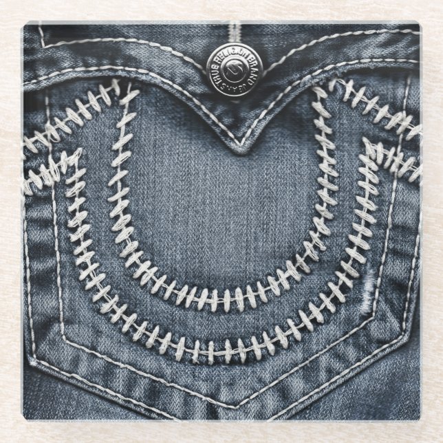 Jeans Pocket Glass Coaster (Front)