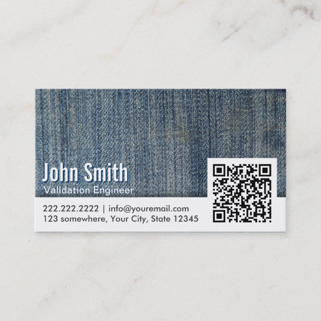 Jeans QR Code Validation Engineer Business Card (Front)