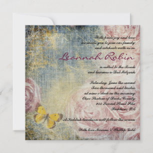 JEANS ROSES & BUTTERFLIES Bat  Mitzvah Invitation