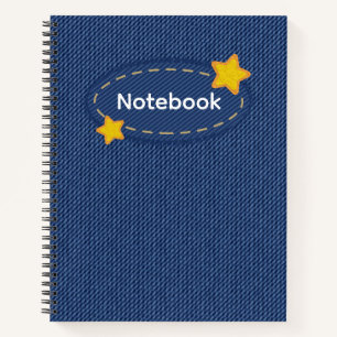 Jeans texture with Star Pattern Design Notebook