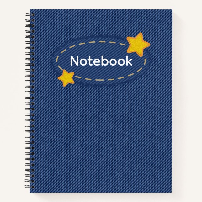 Jeans texture with Star Pattern Design Notebook (Front)