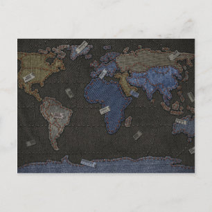 Jeans World Map Postcard