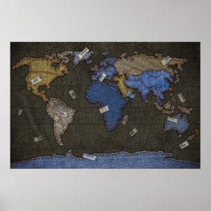 Jeans World Map Poster