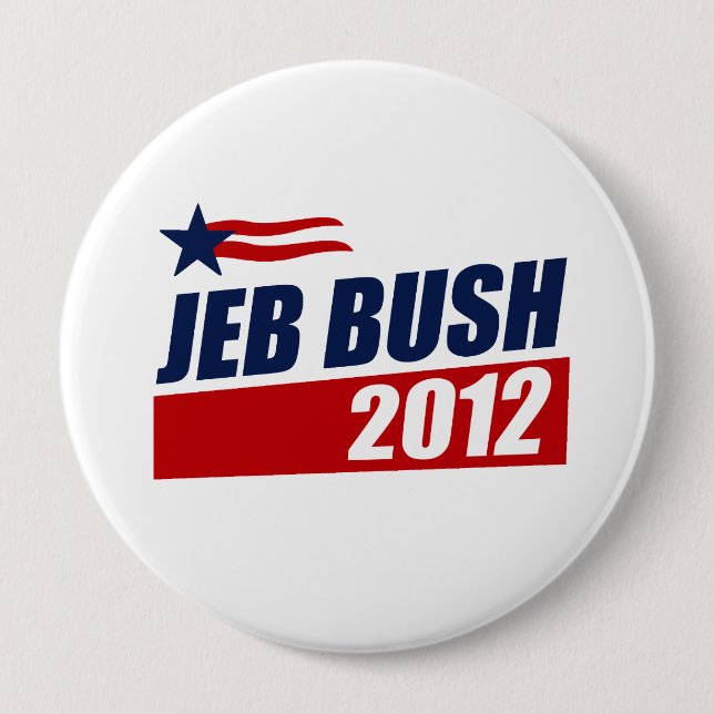 JEB BUSH 2012 10 CM ROUND BADGE (Front)