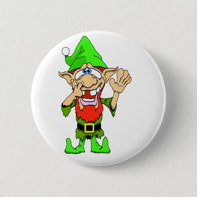 Jed the Twisted Elf 6 Cm Round Badge (Front)