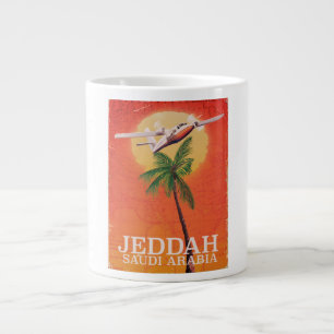 Jeddah Saudi Arabia vintage map travel poster. Large Coffee Mug