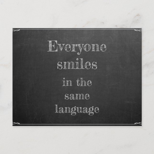Jeder lächelt in derselben Sprache Postcard (Front)