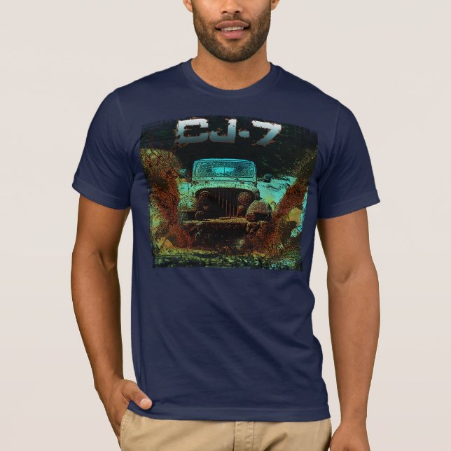 Jeep CJ7 Hitting the Mud Scene T-Shirt (Front)
