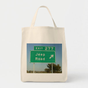 Jeep Road Sign Tote Bag