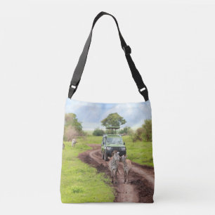 Jeep through a National Park in Africa Serengeti Crossbody Bag