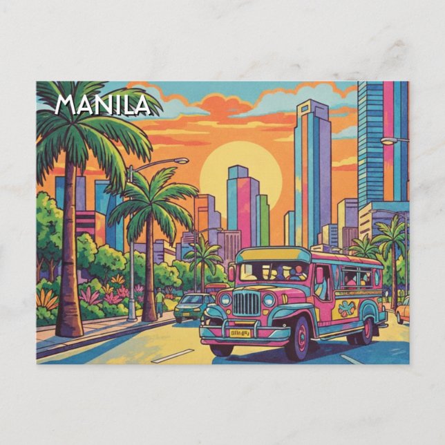 Jeepney in Manila Philippines Travel Postcard (Front)