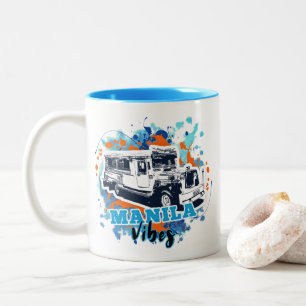 Jeepney Manila Vibes Blue Orange Two-Tone Coffee Mug