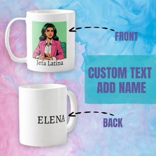 Jefa Latina Pop Art Custom Name Coffee Mug