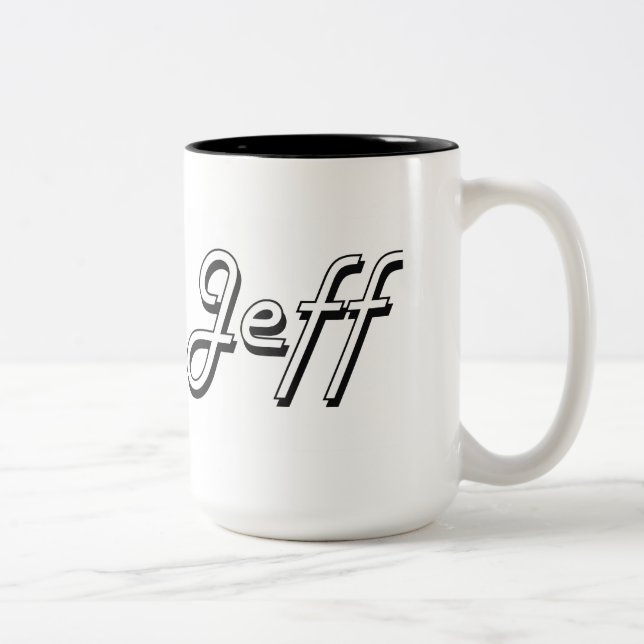 Jeff Classic Retro Name Design Two-Tone Coffee Mug (Right)
