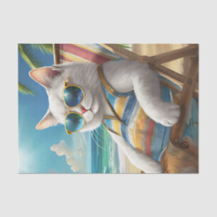 Jeff Kickin' Back, White Cat Beach Chair Tissue Paper