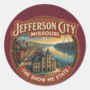 Jefferson City Missouri Capital River Travel Classic Round Sticker