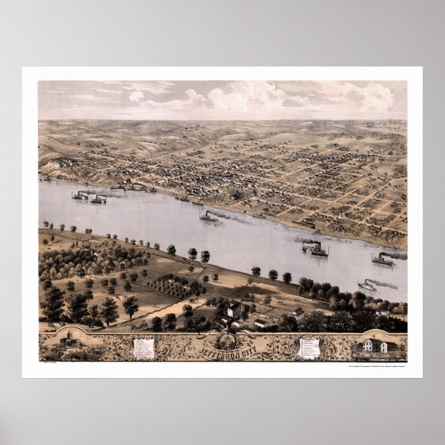 Jefferson City, MO Panoramic Map - 1869 Poster (Front)