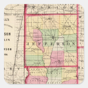 Jefferson, Franklin, Williamson counties Square Sticker