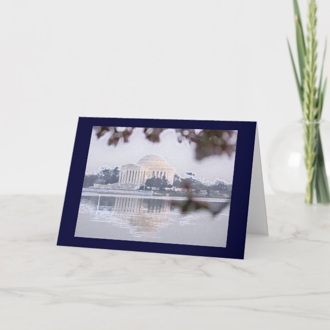 Jefferson Memorial reflected in Tidal Basin Card (Front)