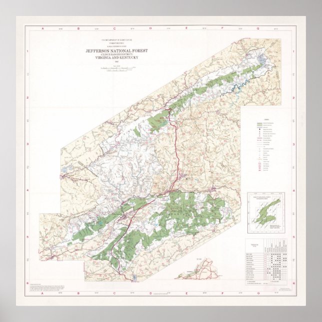 Jefferson National Forest Map (1983)  Poster (Front)