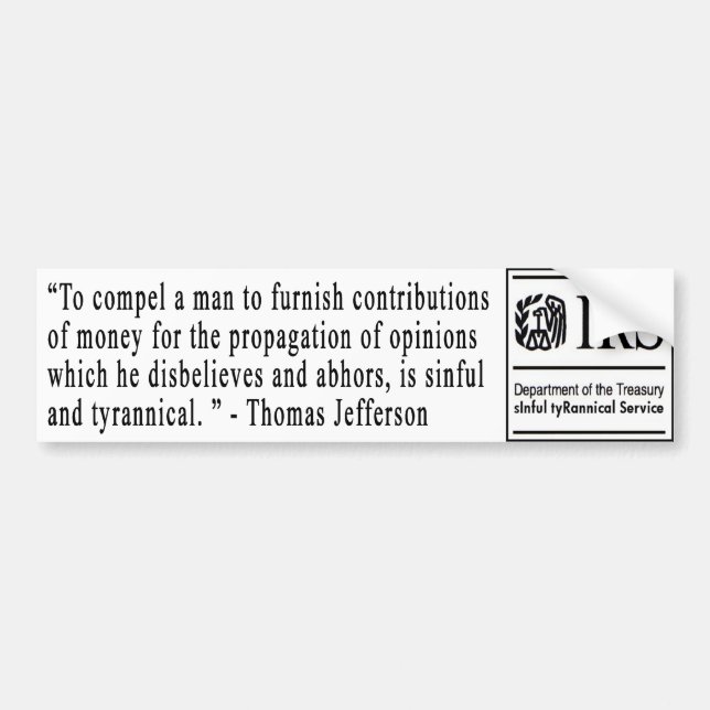 Jefferson Quote bumper sticker (Front)
