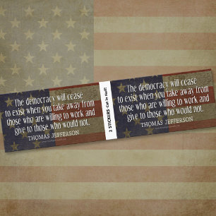 Jefferson Quote on Democracy - BOGO Bumper Sticker