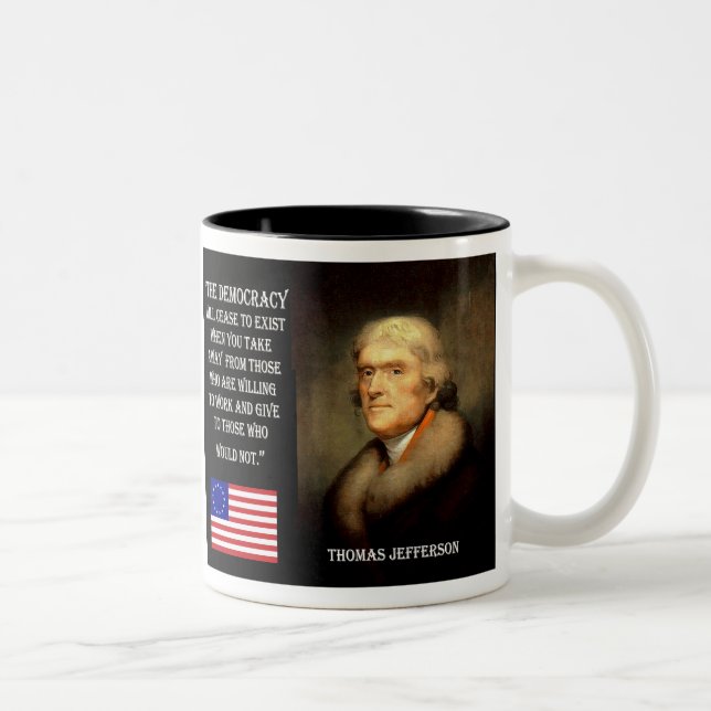 Jefferson Quote - The Democracy Will Cease... Two-Tone Coffee Mug (Right)