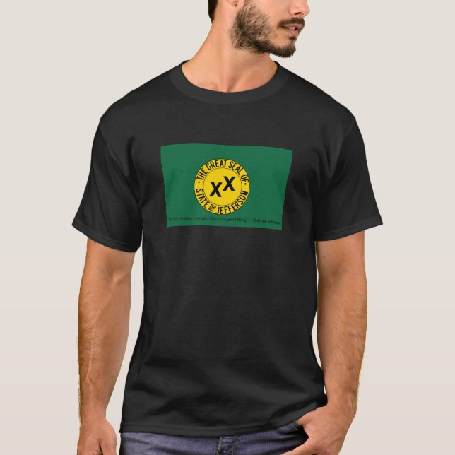 Jefferson State Flag with Thomas Jefferson Quote T-Shirt (Front)