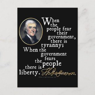 Jefferson Tyranny-Liberty Quote Postcard