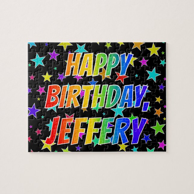 "JEFFERY" First Name, Fun "HAPPY BIRTHDAY" Jigsaw Puzzle (Horizontal)