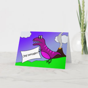 Jeg beklager I'm Sorry in Danish Purple Dinosaur Card