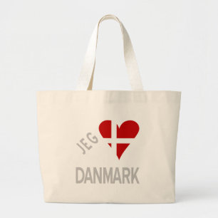 Jeg Elsker Danmark Grey Large Tote Bag