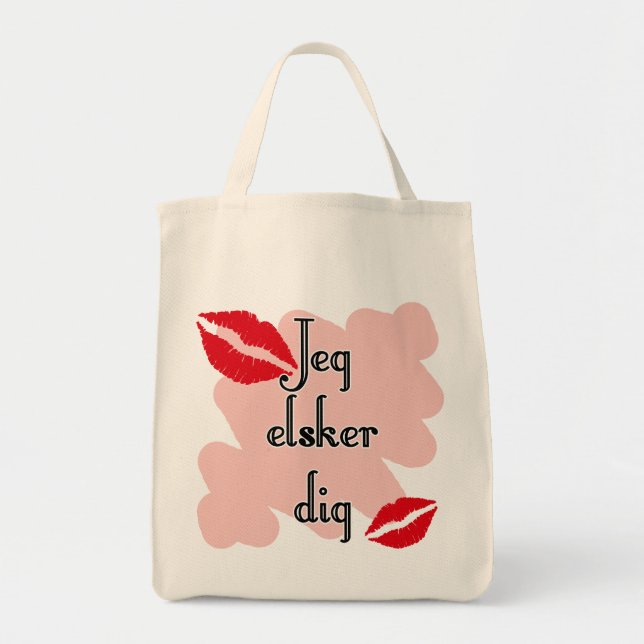 Jeg elsker dig - Danish - I Love You Tote Bag (Front)