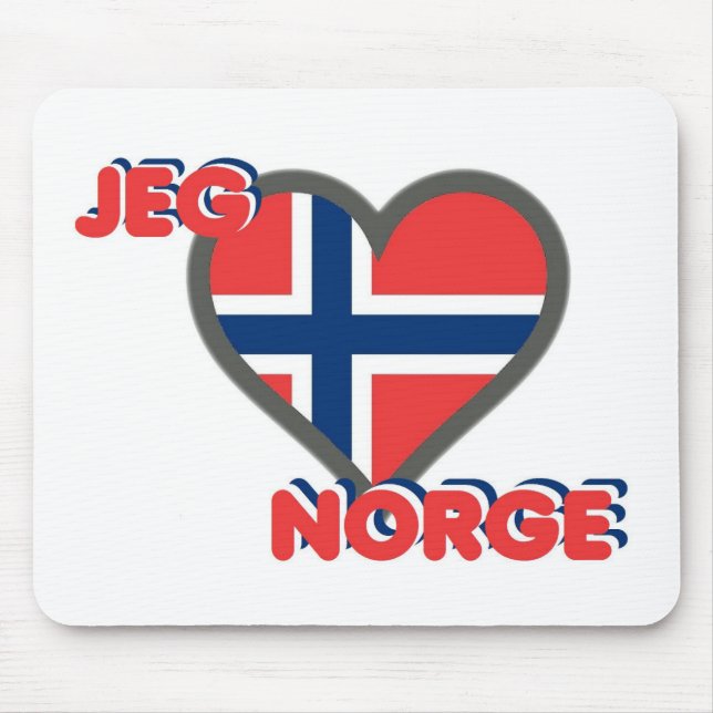 Jeg Elsker Norge (I Love Norway) Mouse Pad (Front)