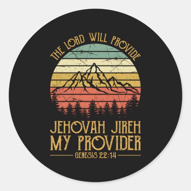 Jehovah Jireh My Provider S Christian Classic Round Sticker (Front)