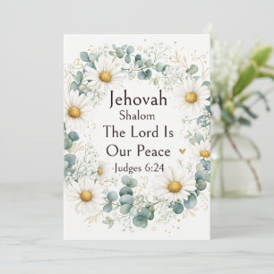 Jehovah Shalom, White Daisies Eucalyptus Whimsical Invitation