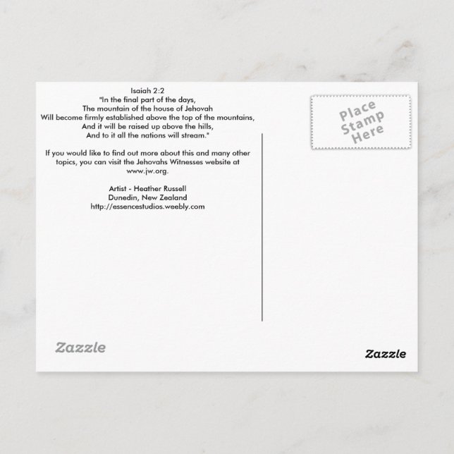 Jehovahs Mountain featuring Pudding postcard (Back)
