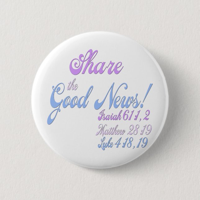 Jehovah's Witness Good News 6 Cm Round Badge (Front)