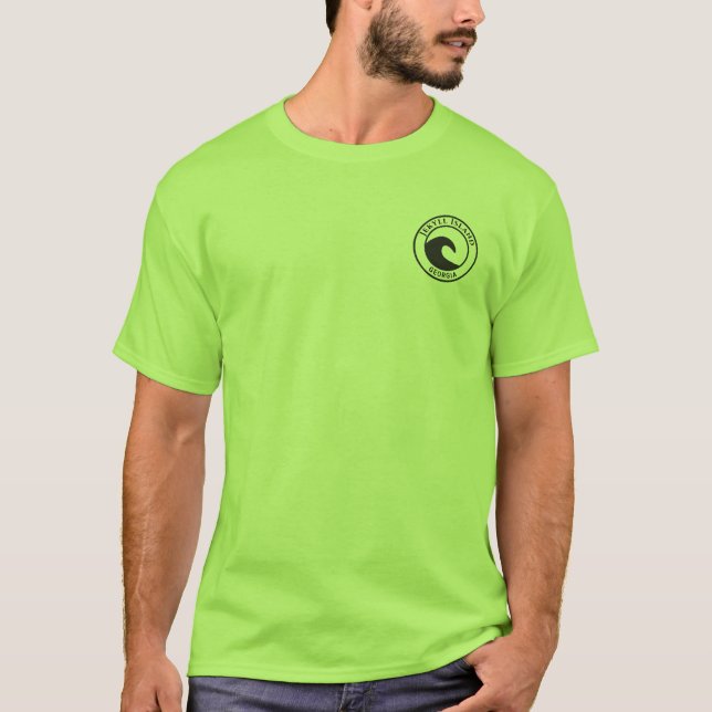 Jekyll Island Black Ocean Wave Circle Design T-Shirt (Front)