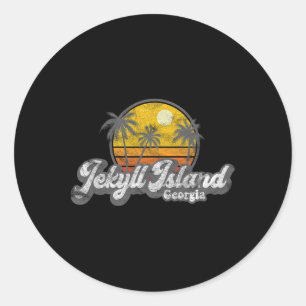 Jekyll Island Ga 70's Retro Fishing Boating Beach  Classic Round Sticker