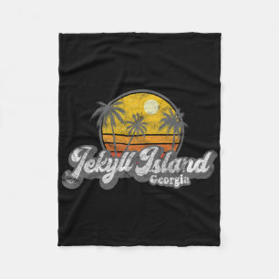 Jekyll Island Ga 70's Retro Fishing Boating Beach Fleece Blanket