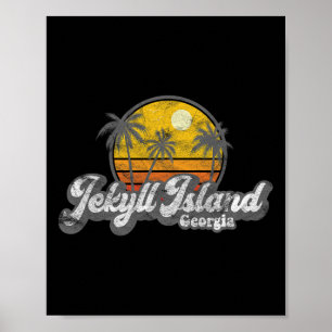 Jekyll Island Ga 70's Retro Fishing Boating Beach  Poster