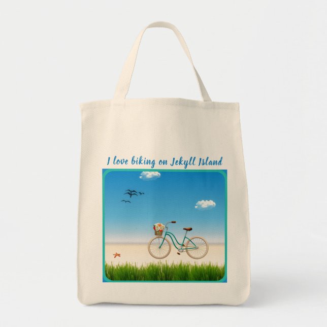 Jekyll Island GA Beach Biking Tote Bag (Front)