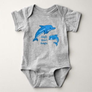 Jekyll Island GA Cute Playful Dolphins Baby Bodysuit